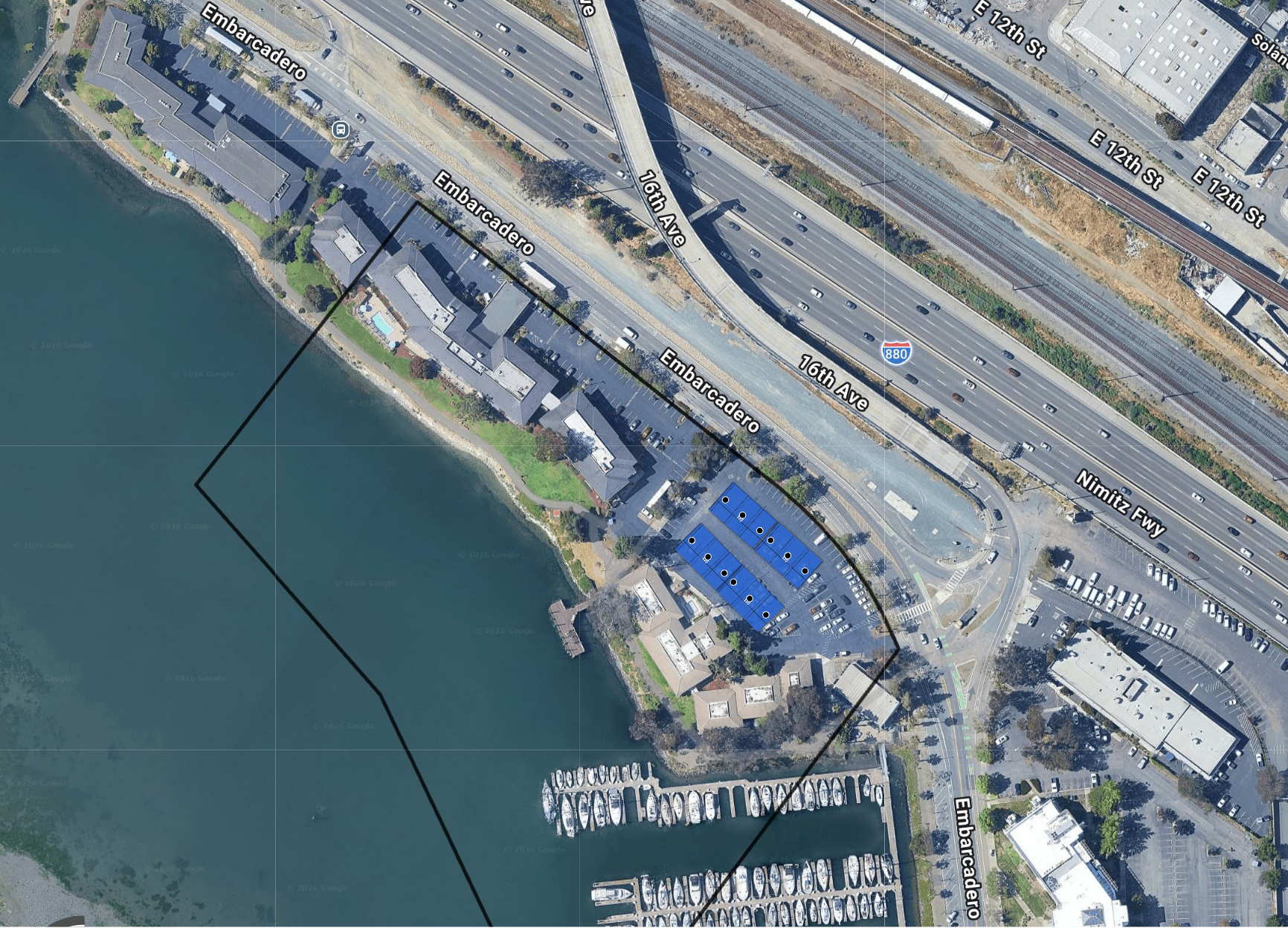 System layout — solar carports at 
