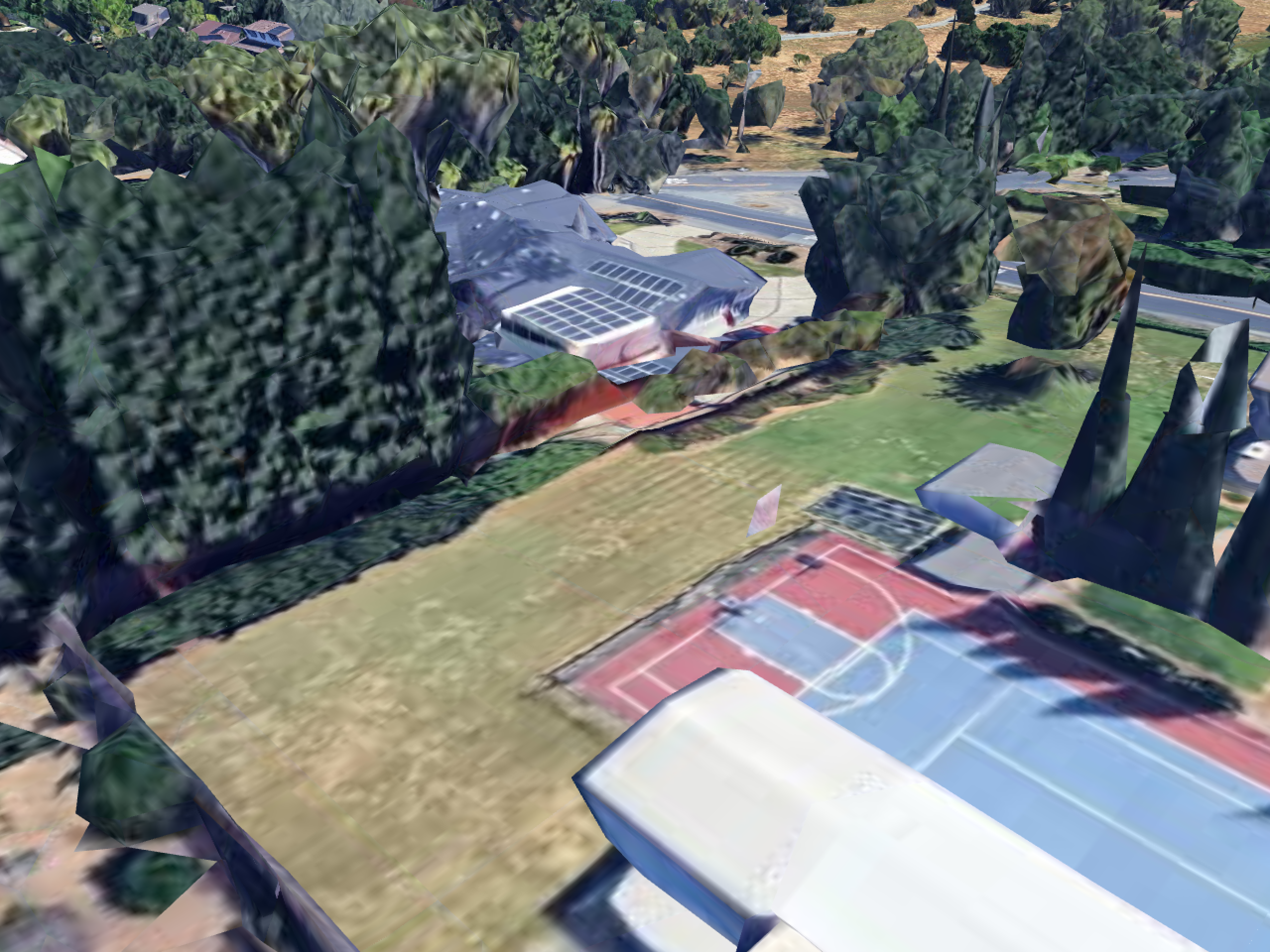Aerial view of the WALNUT CREEK SolarPorts installation