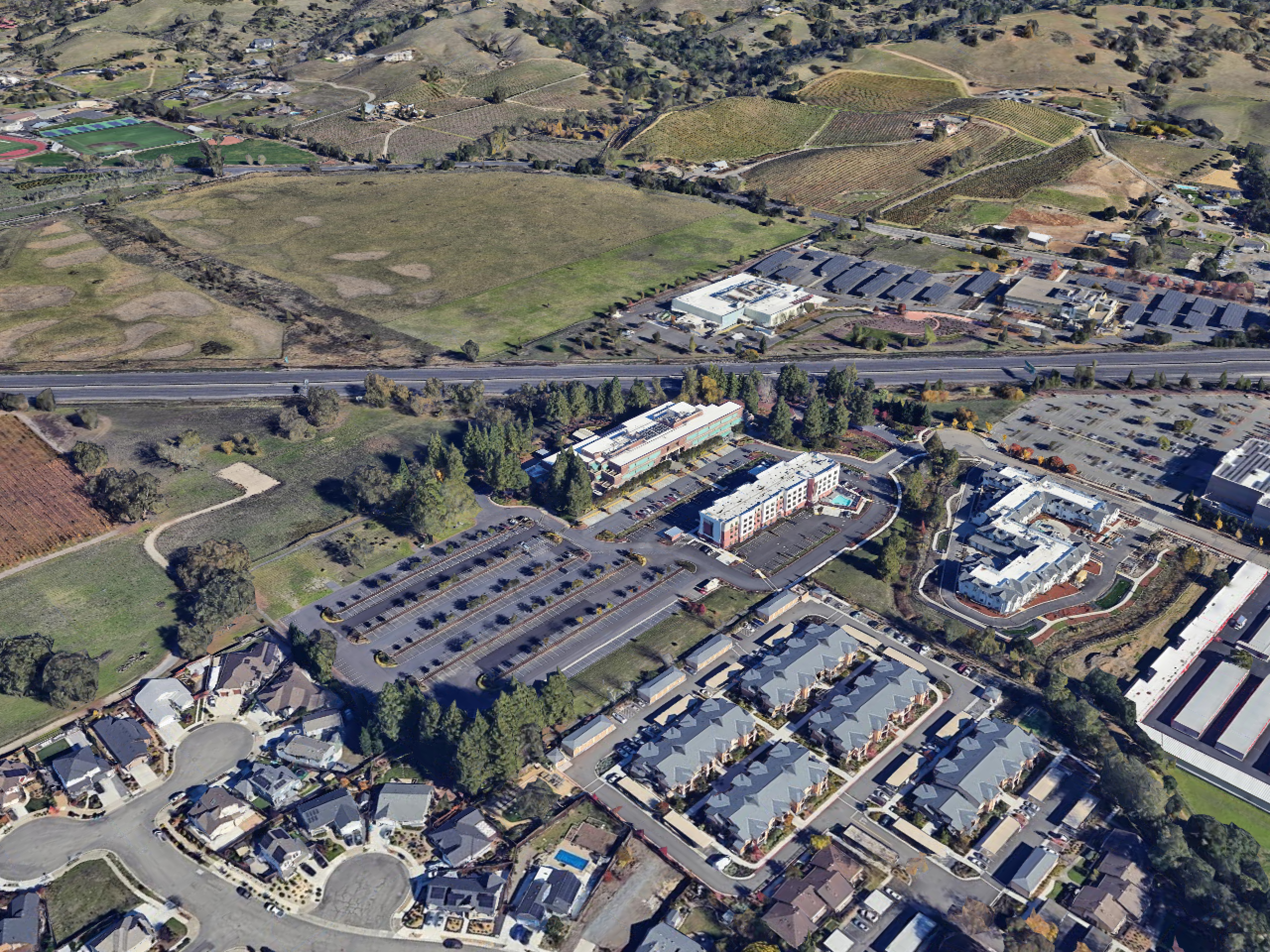 Aerial view of the SANTA ROSA SolarPorts installation