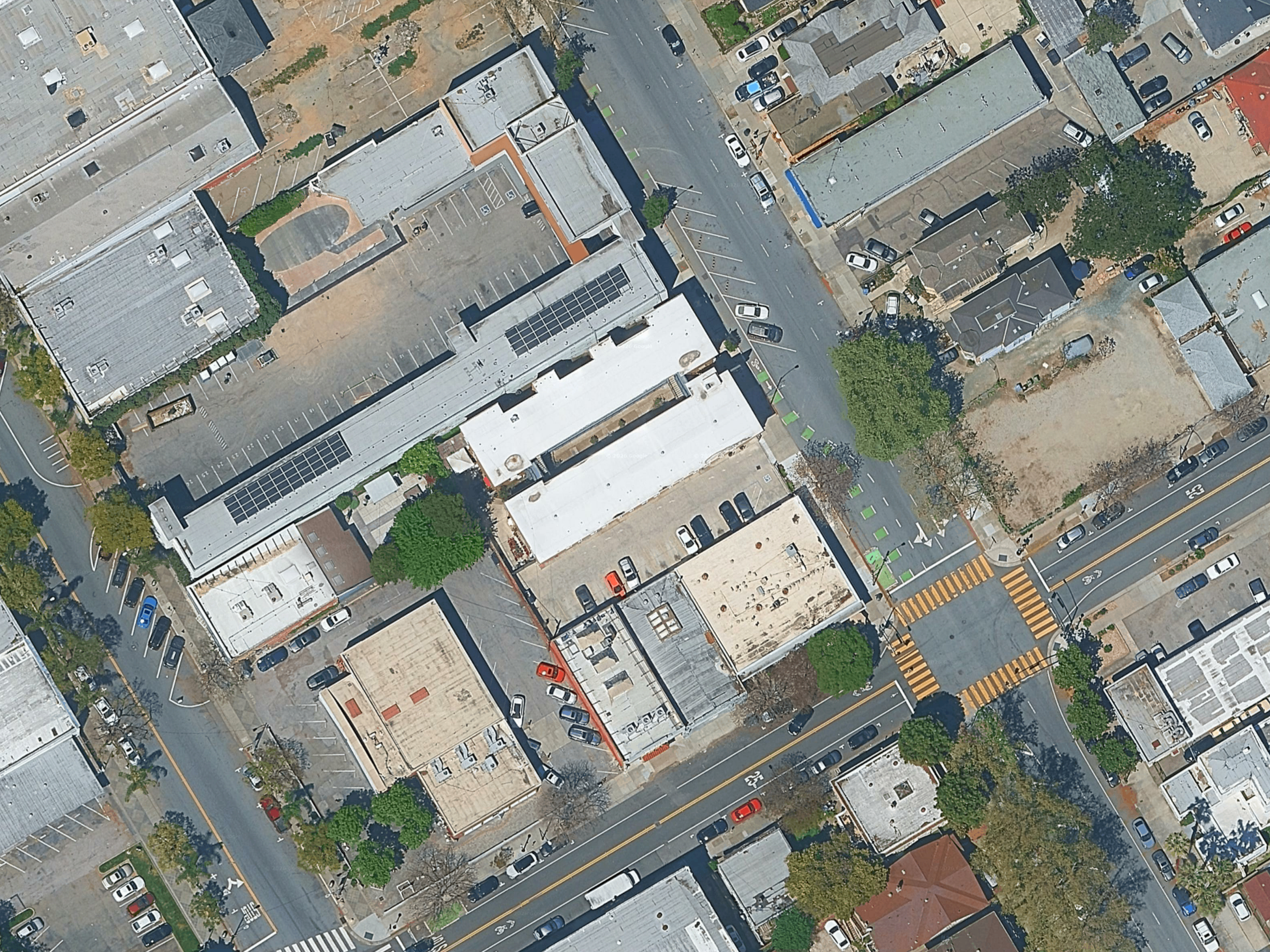 Aerial view of the San Jose SolarPorts installation