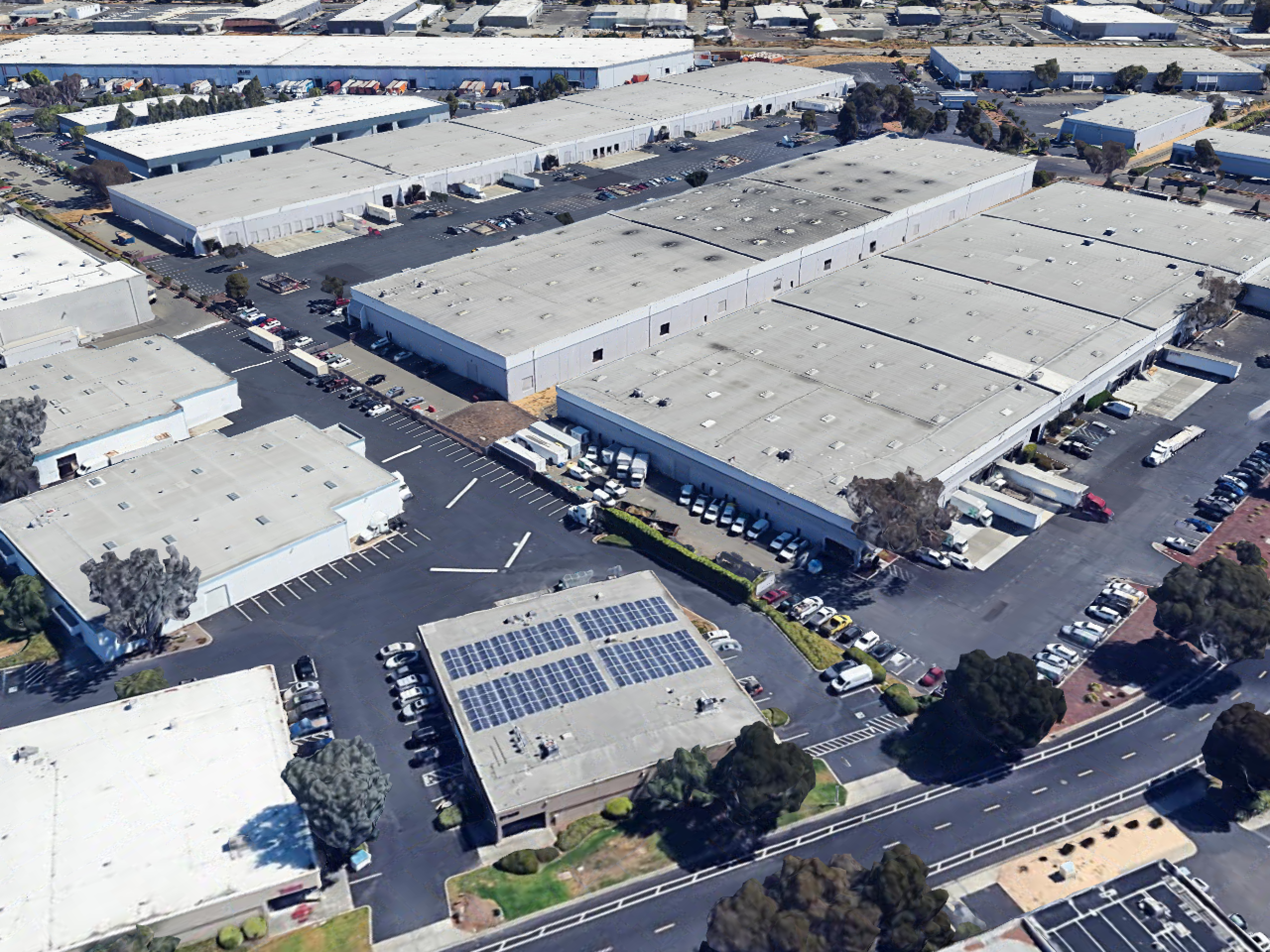 Aerial view of the HAYWARD SolarPorts installation