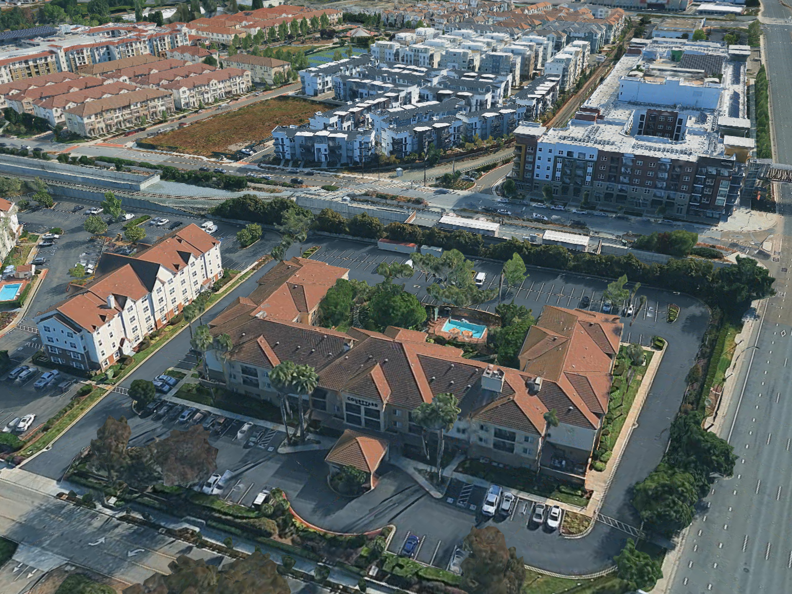 Aerial view of the MILPITAS SolarPorts installation