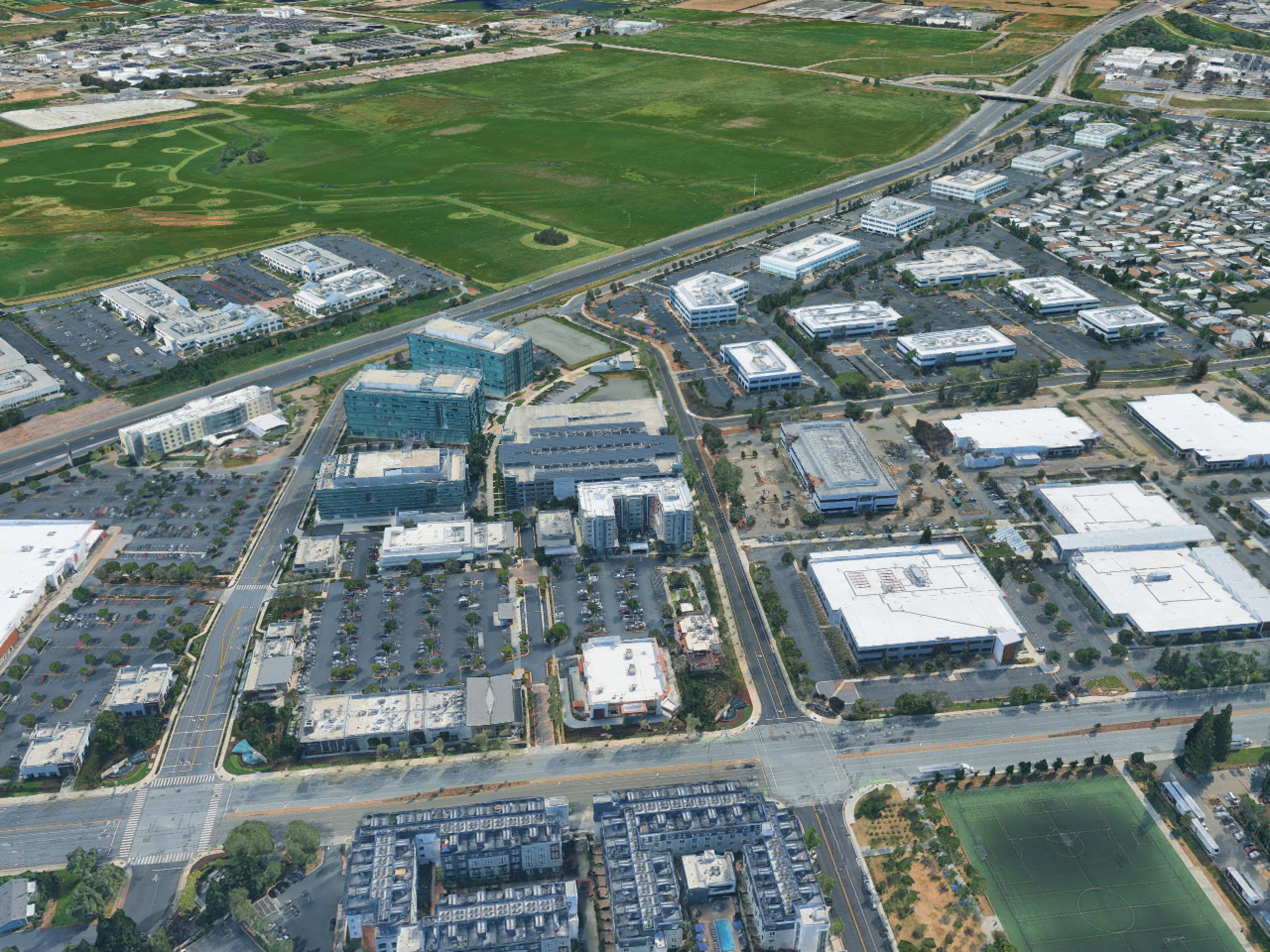 Aerial view of the San Jose SolarPorts installation