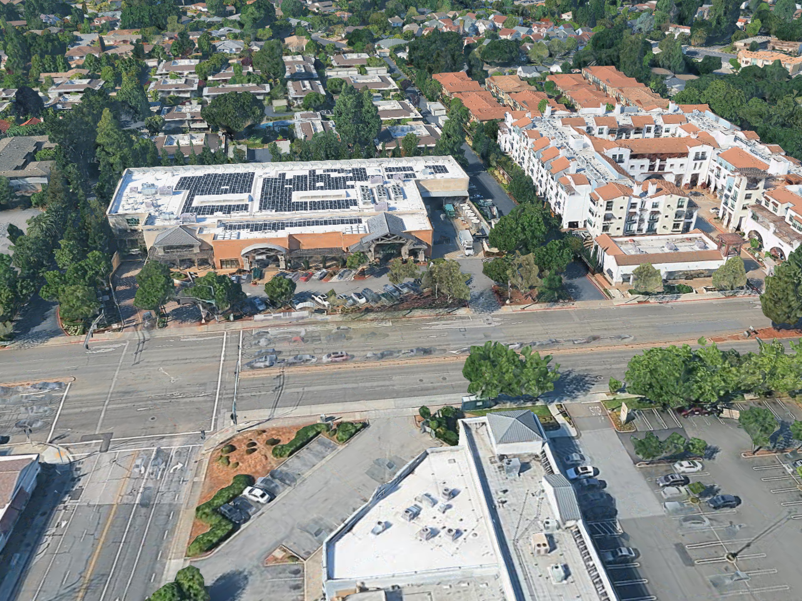 Aerial view of the LOS ALTOS SolarPorts installation